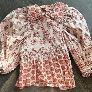 HUNTER BELL Red and White Floral Blouse